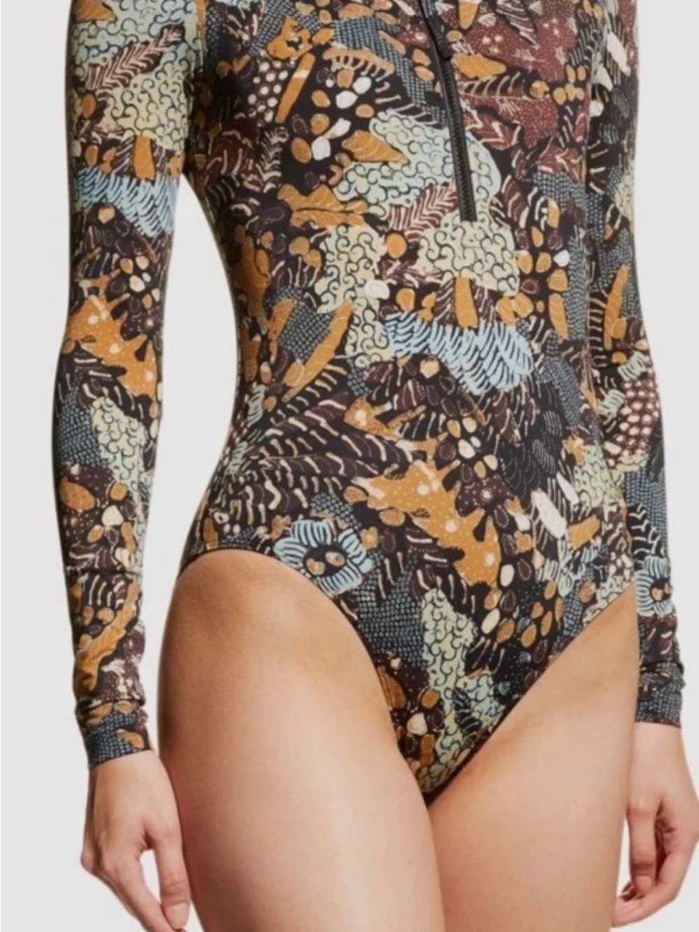 Ulla Johnson Women's Brown Floral Tavira Surf Suit Swimsuit Small